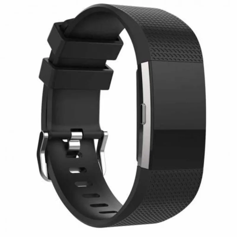 Silikonový řemínek černý velikost L pro Fitbit Charge 2 ESES 1530000578