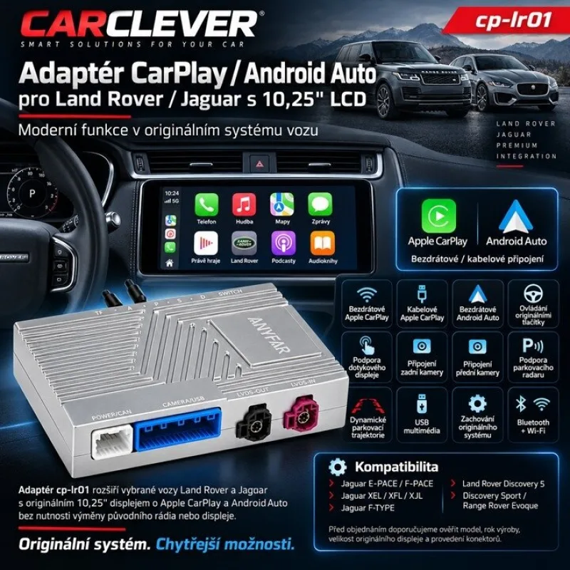 Adaptér CarPlay/Android Auto Land Rover/Jaguar s 10,25" LCD cp-lr01