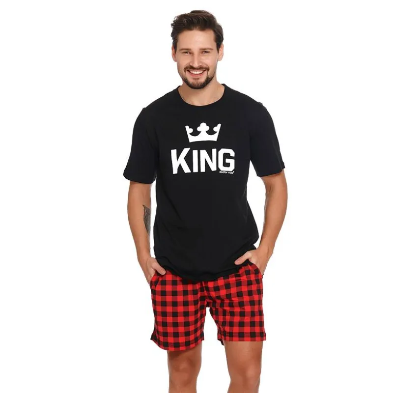 Krátke pánske pyžamo King čierne M