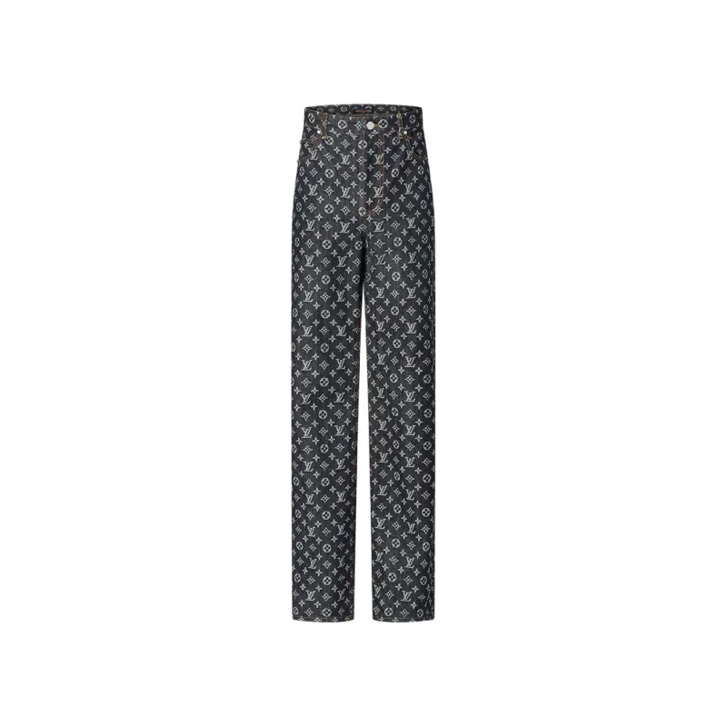 Louis Vuitton Monogram Jacquard Denim Skate Pants Black - XL