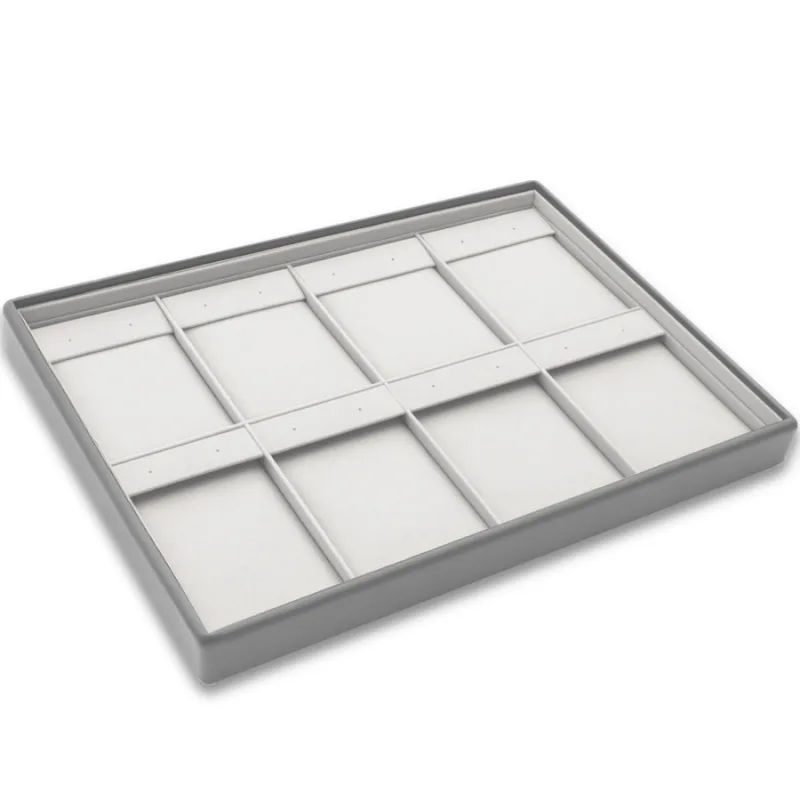 Šedý prezentačný podnos na šperky - 8x náušnice / veľké súpravy - 31,5 x 22,5 cm MINET XTJSS02