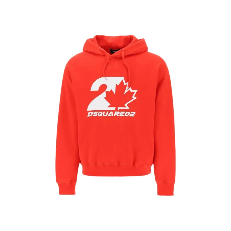Dsquared2 Maple Leaf Hoodie Red - XL