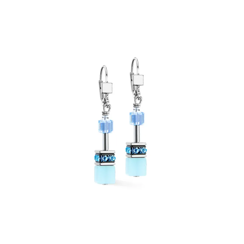 Dámske náušnice Coeur de Lion GeoCUBE® Iconic aqua-blue 2838/20-2007