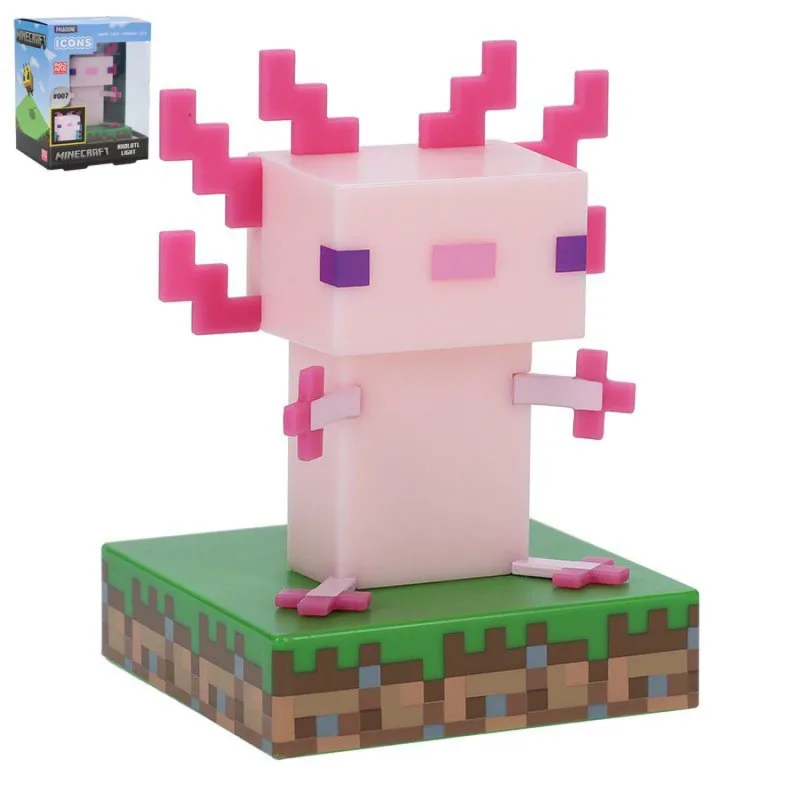 Lampička Axolotl Minecraft na batérie v krabičke 10,5x14x9cm