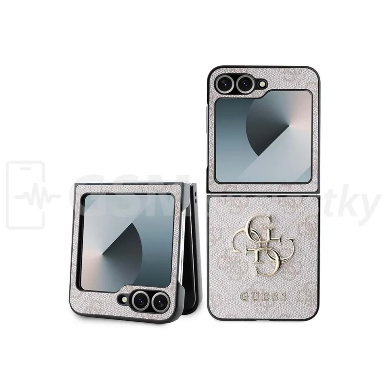 iPhone Guess PU 4G Metal Logo Zadný Kryt pre Samsung Galaxy Z Flip 6/7 FE Pink