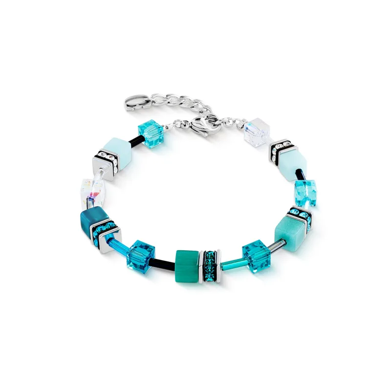 Dámsky náramok Coeur de Lion GeoCUBE® Iconic Teal strieborný 2838/30-0624