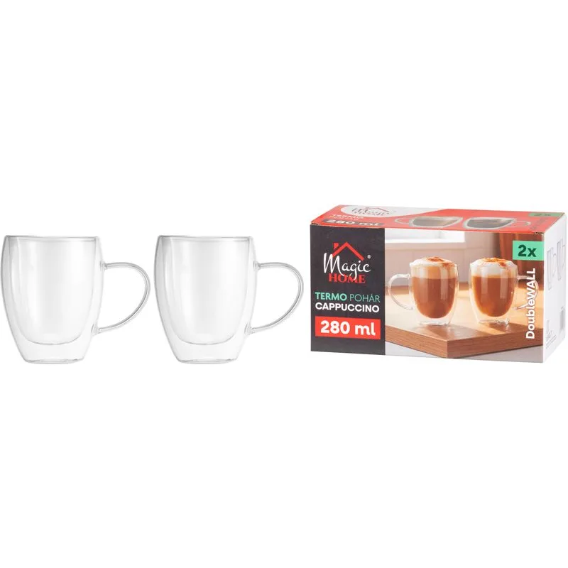 Hrnček MagicHome na kávu/čaj, termo s dvojitou stenou, 280 ml, bal. 2 ks