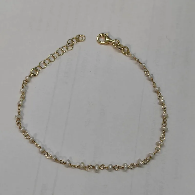 nár zlacený s perličkami G dĺžka náramku 16+3cm