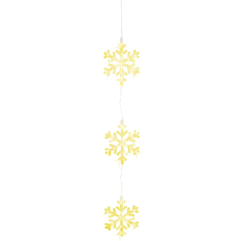 Dekorácia MagicHome Vianoce, vločky, 44xLED teplá biela, IP44, 3xAA, 58,5cm