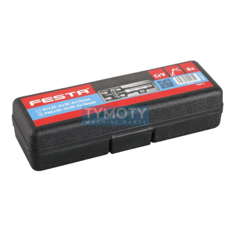 Skrutkovač úderový sada 6xbit + 1/2" CrV, FESTA 18411