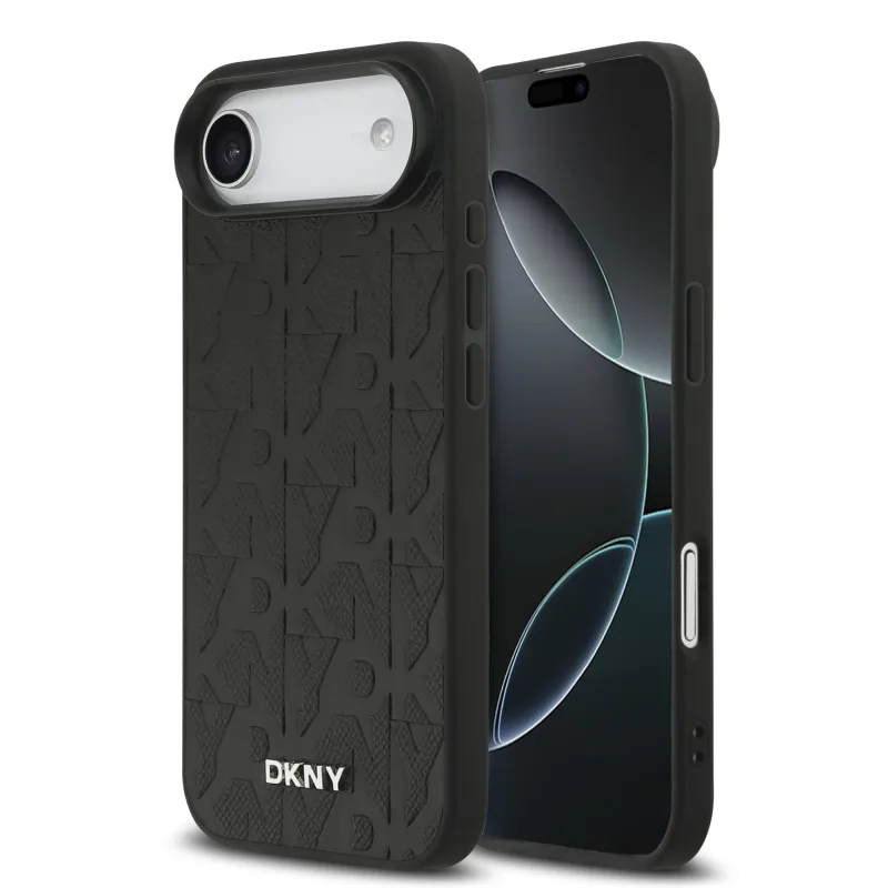 DKNY PU Leather Grid Pattern Magsafe kryt iPhone Air čierny
