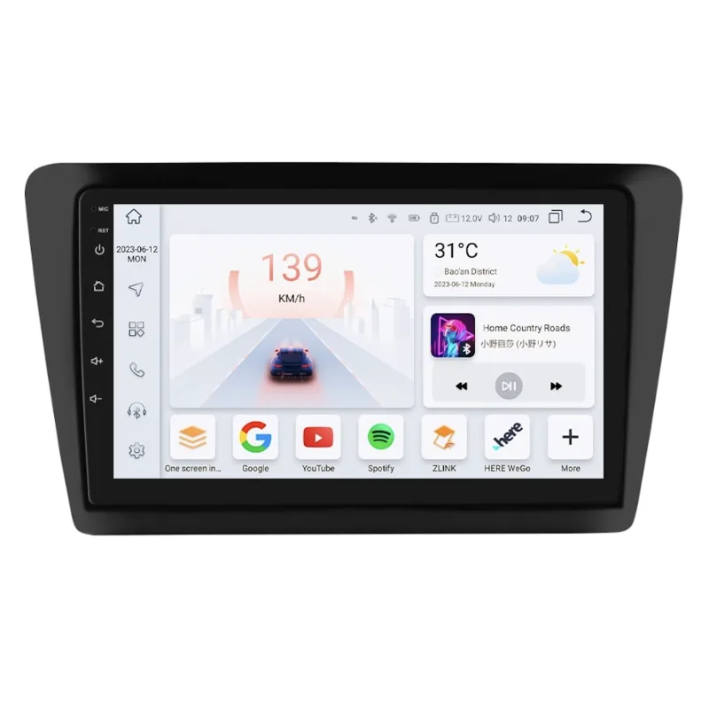 HIZPO KXRAPID91/92 Autorádio 9“ Android pro Škoda Rapid Barva rámečku: Černá lesklá, Model: S9006 (6+64GB) CHR1995_LES