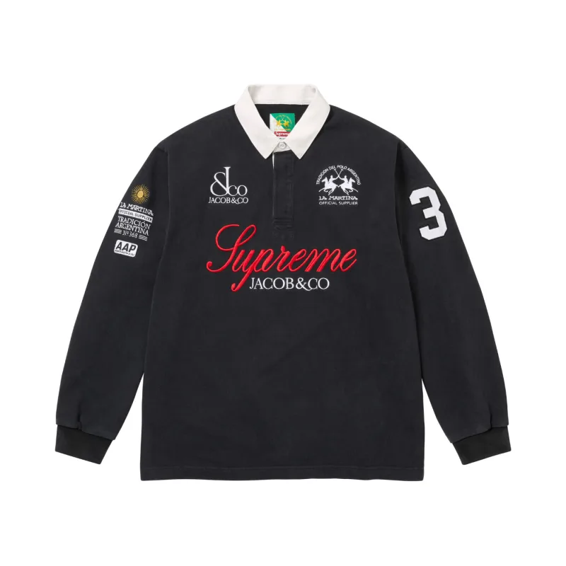 Supreme La Martina Jacob & Co Rugby Long Sleeve Polo Black - XL