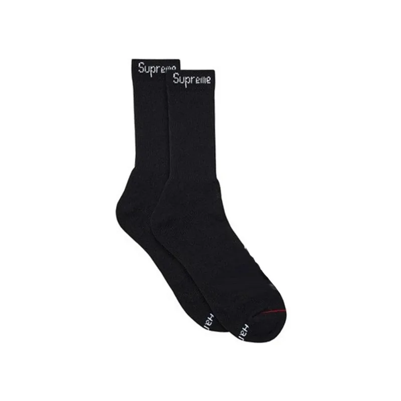 Supreme Hanes Crew Socks (1 Piece) Black Ponožky - OS