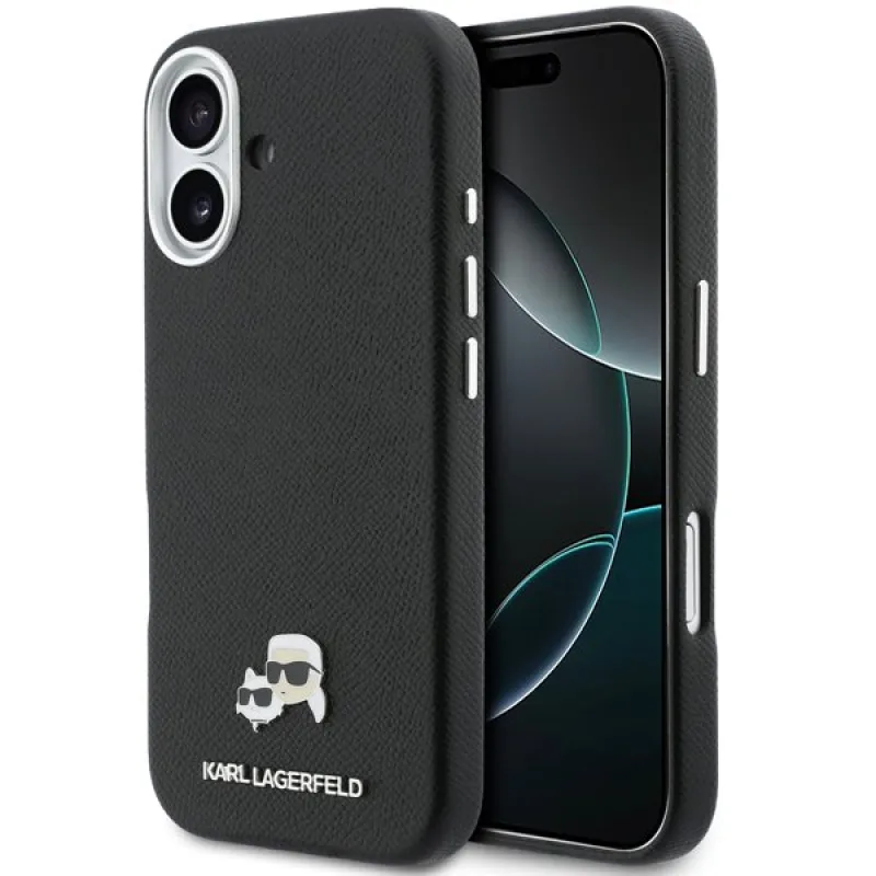 Karl Lagerfeld PU Karl and Choupette Heads Pins MagSafe kryt iPhone 17 čierny