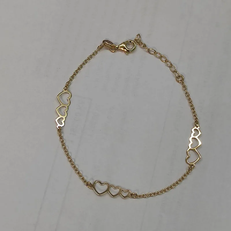 nár zlacený se srdíčky dĺžka náramku 17+3cm
