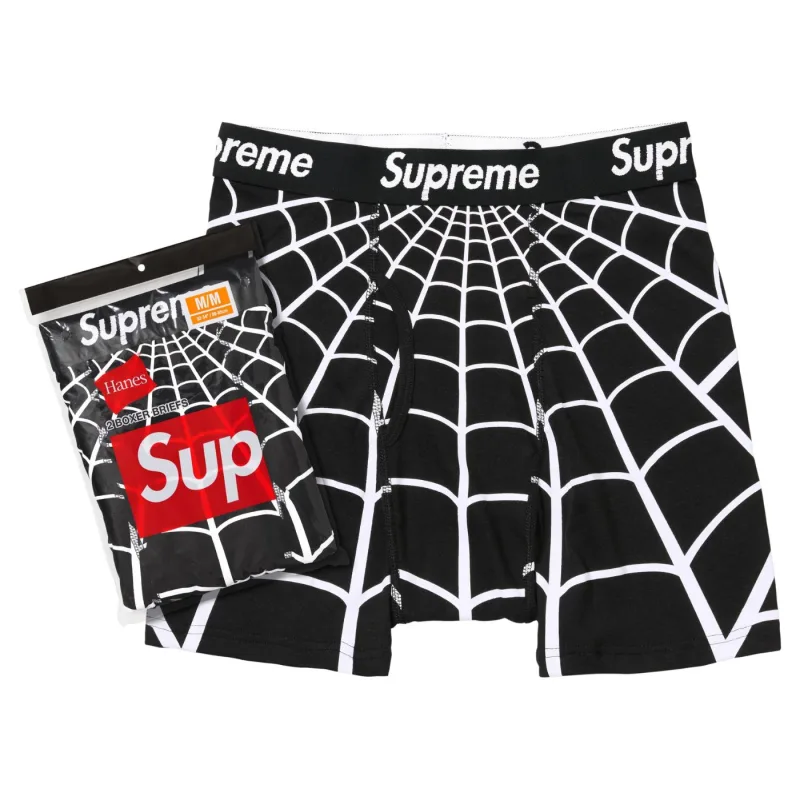 Supreme Hanes Spider-Man Boxer Briefs (2 Pack) Black Boxerky - L