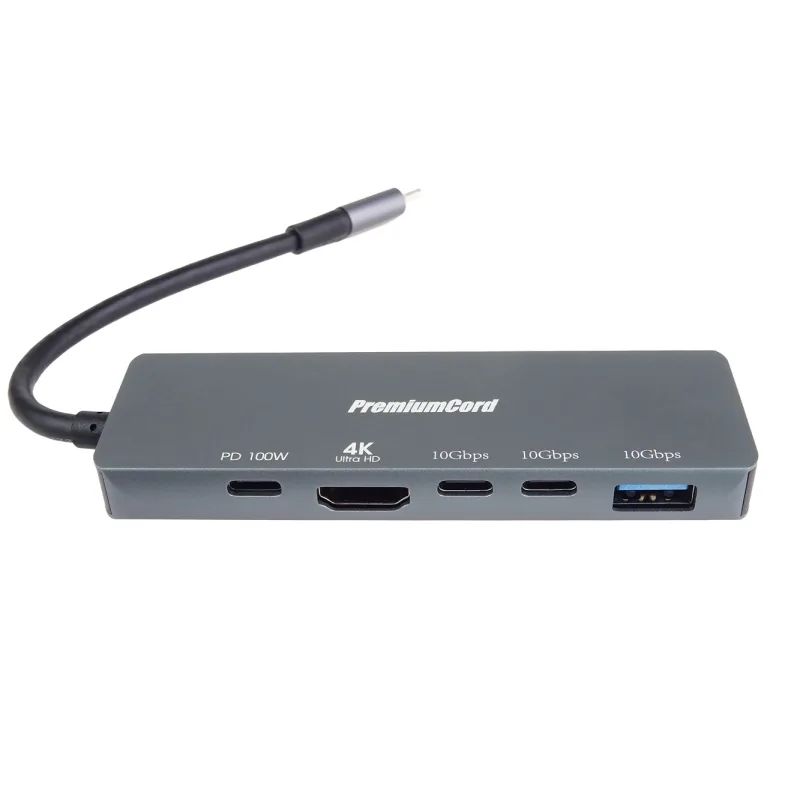 PremiumCord adaptér USB-C na HDMI+USB A+USB C+PD ku31dock21