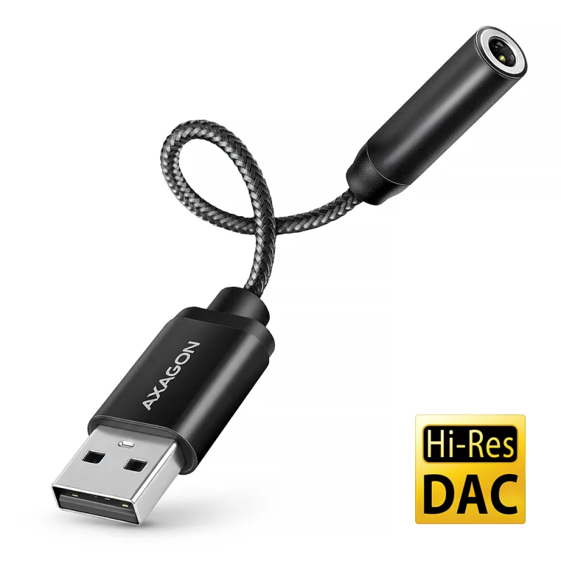 AXAGON ADA-HA, USB-A na 3.5mm Hi-Res audio adaptér, 384kHz/32bit, stereo