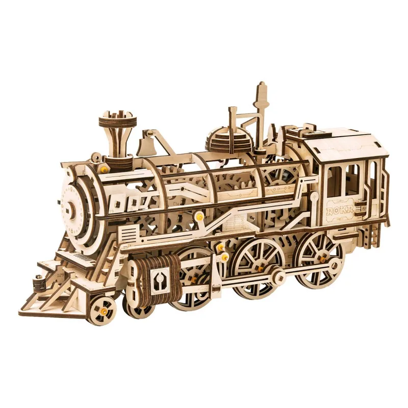 RoboTime RoboTime Drevené 3D mechanické puzzle Parná lokomotíva 349 ks