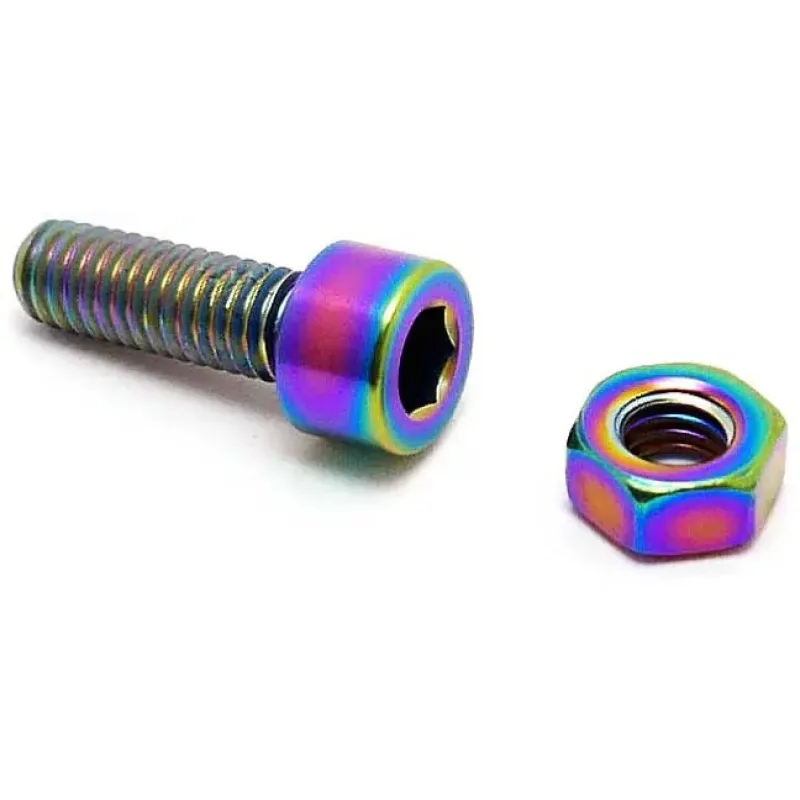 TLC Titanium BMX sedlová objímka skrutka a matica (Rainbow)