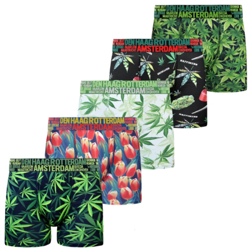 Pánske Boxerky GIANVAGLIA City extra pohodlné 5 pack - set príroda mix farieb Farba: rôznofarebné, Veľkosť: XXL