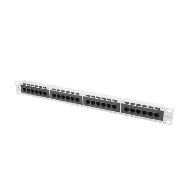 PATCH PANEL 24 PORTŮ 1U 19" CAT.5E FTP STÍNĚNÝ ŠEDÝ LANBERG PPS5-1024-S