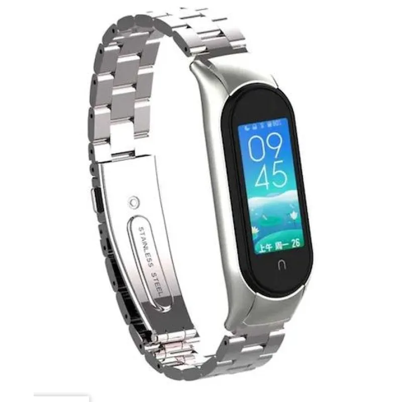 Kovový řemínek stříbrný pro Xiaomi Mi Band 5 ESES 1530001743