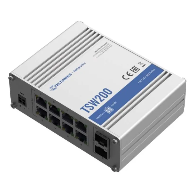 Teltonika průmyslový nemanažovaný PoE switch TSW200 8x 802.3af/at (TSW200000051)