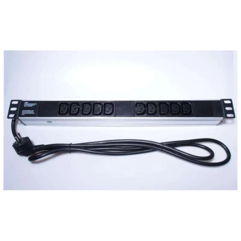 PremiumCord Panel napájecí do 19" racku 1U, 10xIEC (C13), 2m kabel (PDU-E10G10)