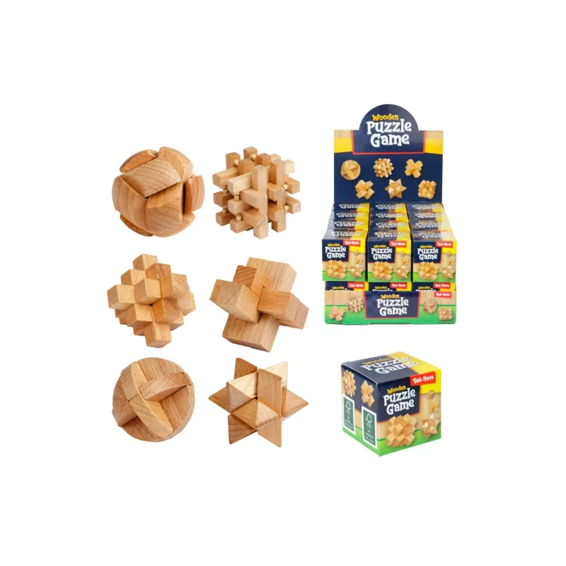 Teddies Hlavolam 3D puzzle drevo mix druhov v krabičke 5x5cm