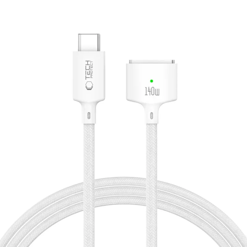 Kábel Tech-Protect MMC01 Ultraboost USB-C / USB-C MagSafe 3 140 W 200 cm pre MacBook – biely