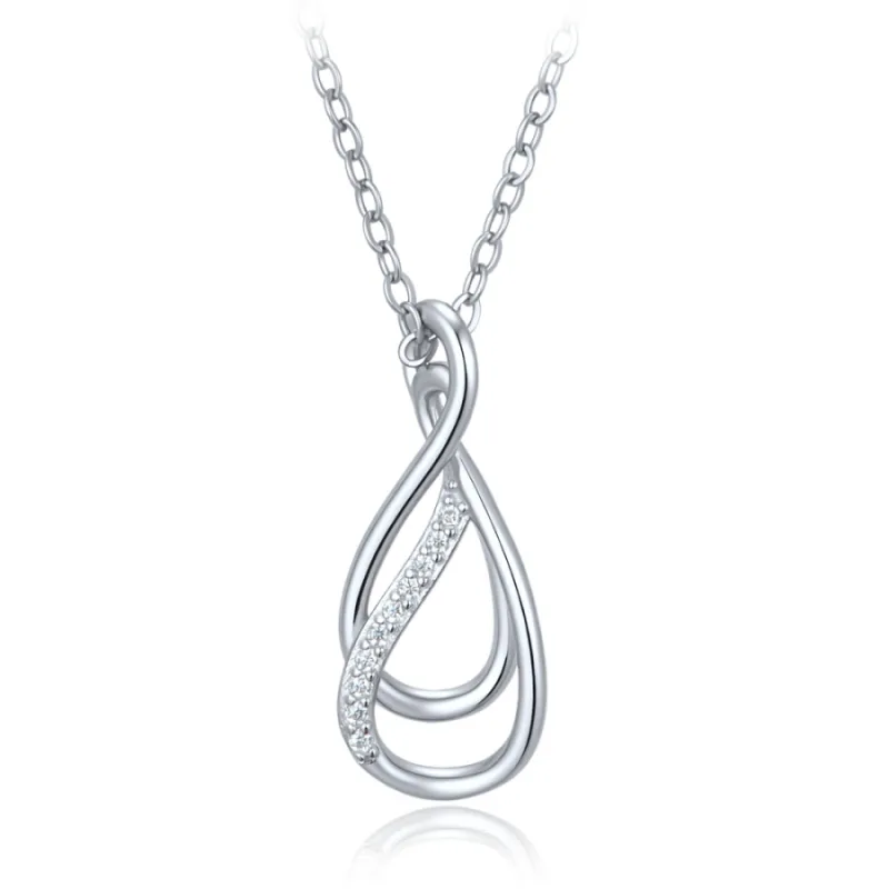 Elegantný strieborný náhrdelník s bielym zirkónom MINET JMAS0351SN45