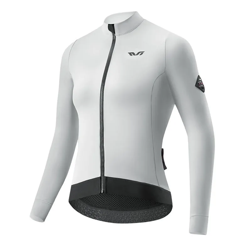 Rockbros YDWT006 TVI dámsky cyklistický dres zateplený jeseň/zima M - biely a šedý