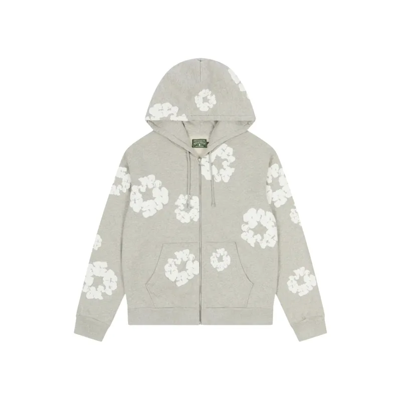 Denim Tears Cotton Wreath Zip Up Hoodie Grey - XL
