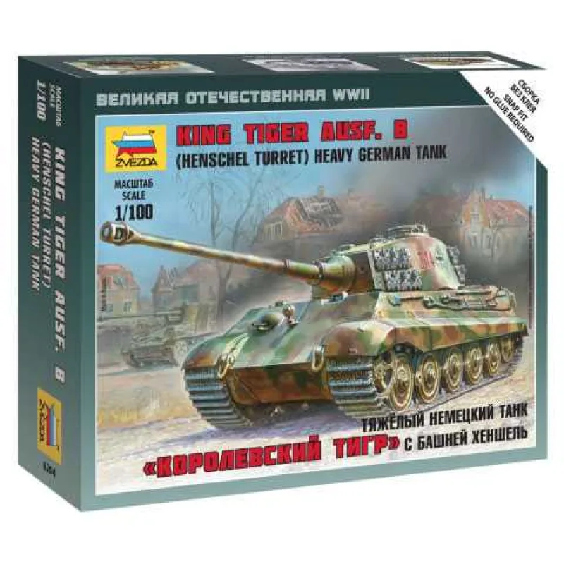 Zvezda Wargames (WWII) military 6204 - King Tiger Ausf. B - Nemecký ťažký tank (1:100)