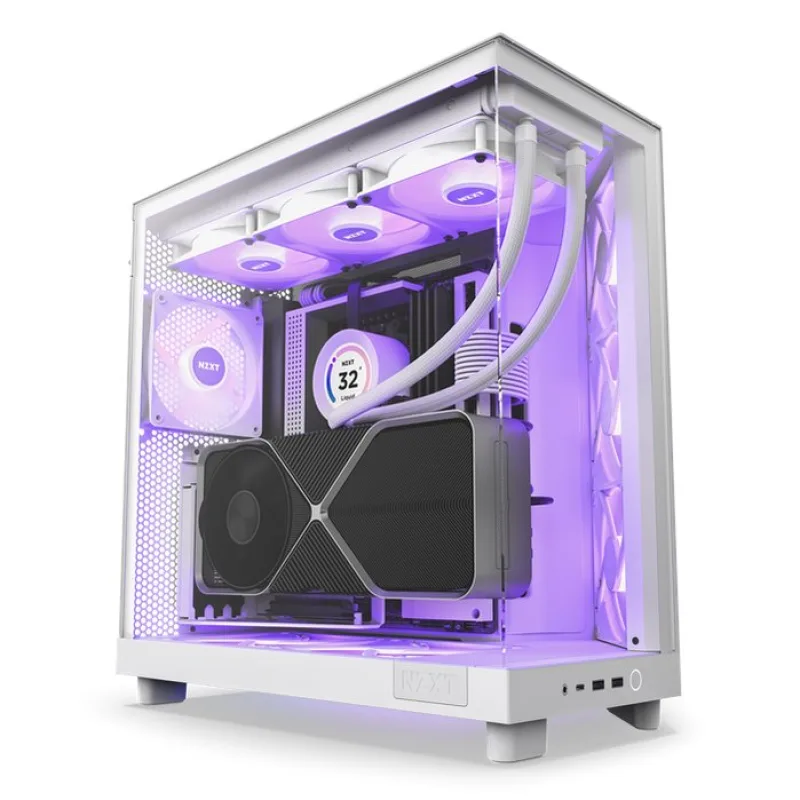 NZXT case H6 Flow RGB, ATX, Compact Dual Chamber Mid Tower, white