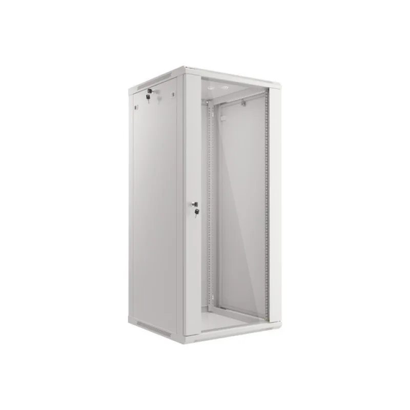 LANBERG RACKOVÁ SKŘÍŇ 19" NÁSTĚNNÁ 27U/600X600 (FLAT PACK) S PROSKLENÝMI DVEŘMI ŠEDÁ V2 WF01-6627-10S