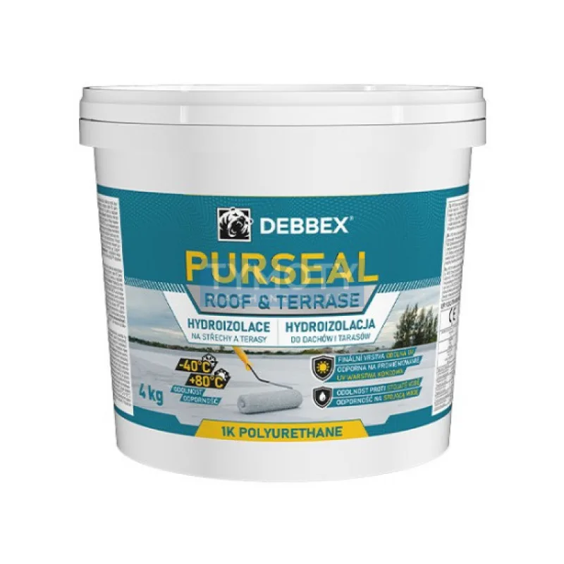 Debbex Hydroizolácia na strechy a terasy PURSEAL - 4 kg biela, vedro
