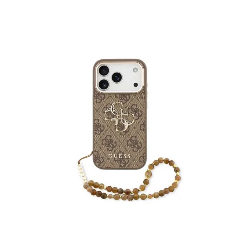 Guess PU 4G Metal Logo Strap kryt iPhone 18 Pro hnedý (57983131391)