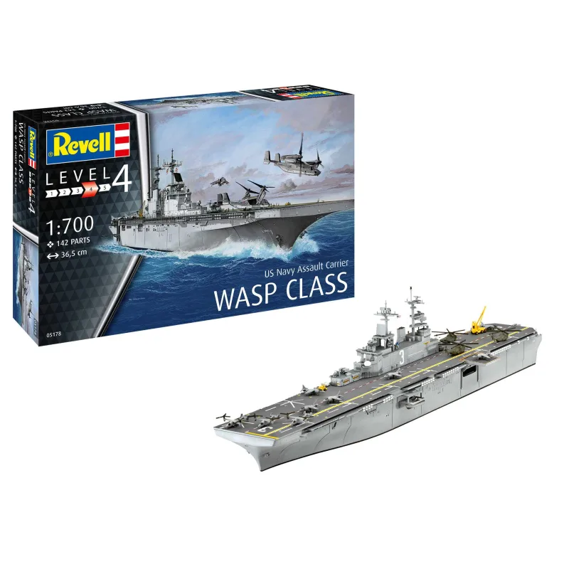 Revell ModelSet loď 65178 - Assault Carrier USS WASP CLASS (1:700)