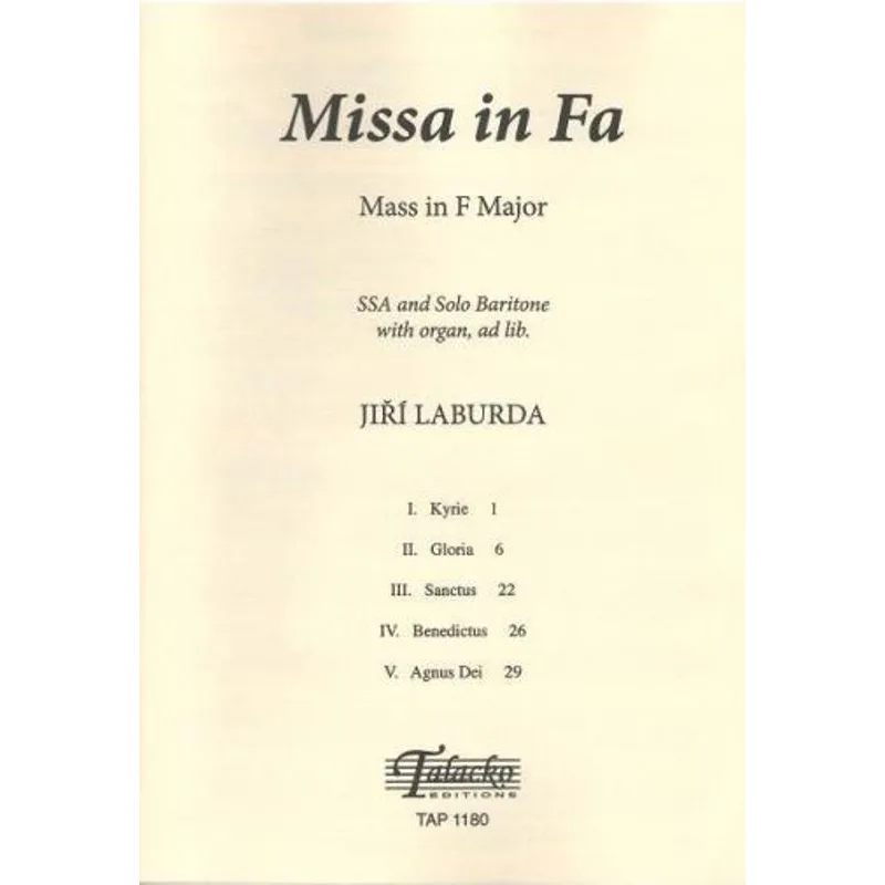 Talacko Editions Missa in Fa