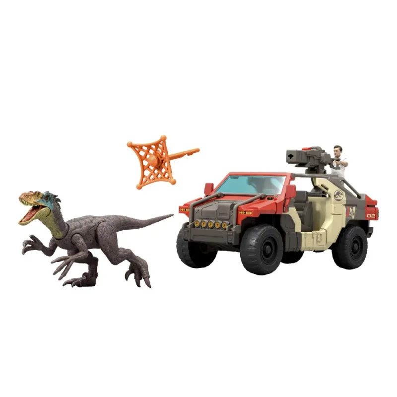 Mattel Jurassic World super auto s vodičom a dinosaurom