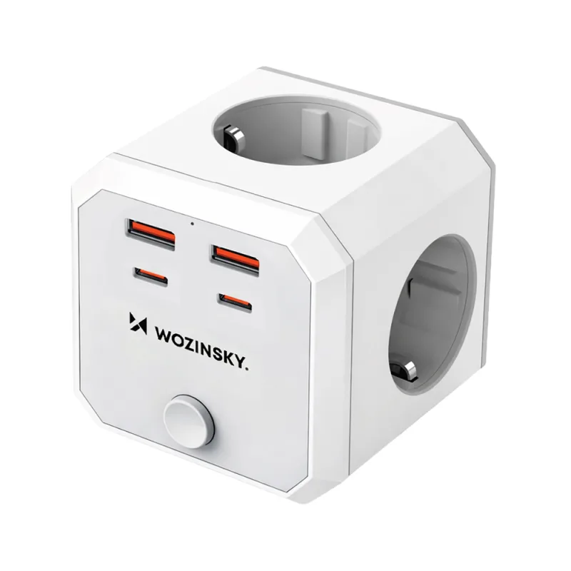 Wozinsky WKZ-4B Power Cube 3x AC 2x USB-A 2x USB-C PD 20 W 4000 W - Biela