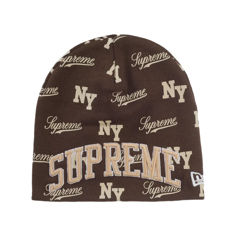 Supreme New Era Monogram Beanie Brown - OS