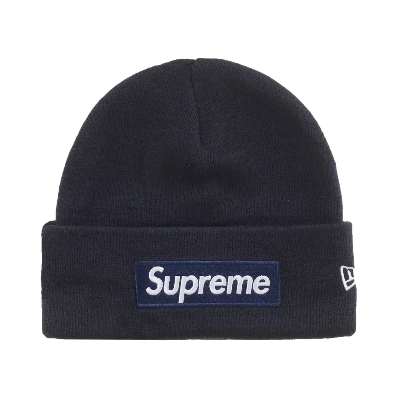 New Era Supreme Box Logo Beanie (FW25) Hat Navy - OS
