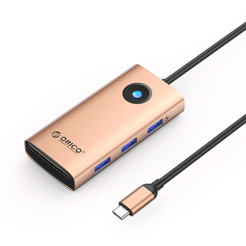 Orico PW11 6v1 USB-C dokovacia stanica 3x USB-A 3.0 1x USB-C PD 100W 1x HDMI 4K 30Hz 1x RJ45 2.5G Ethernet – ružové zlato