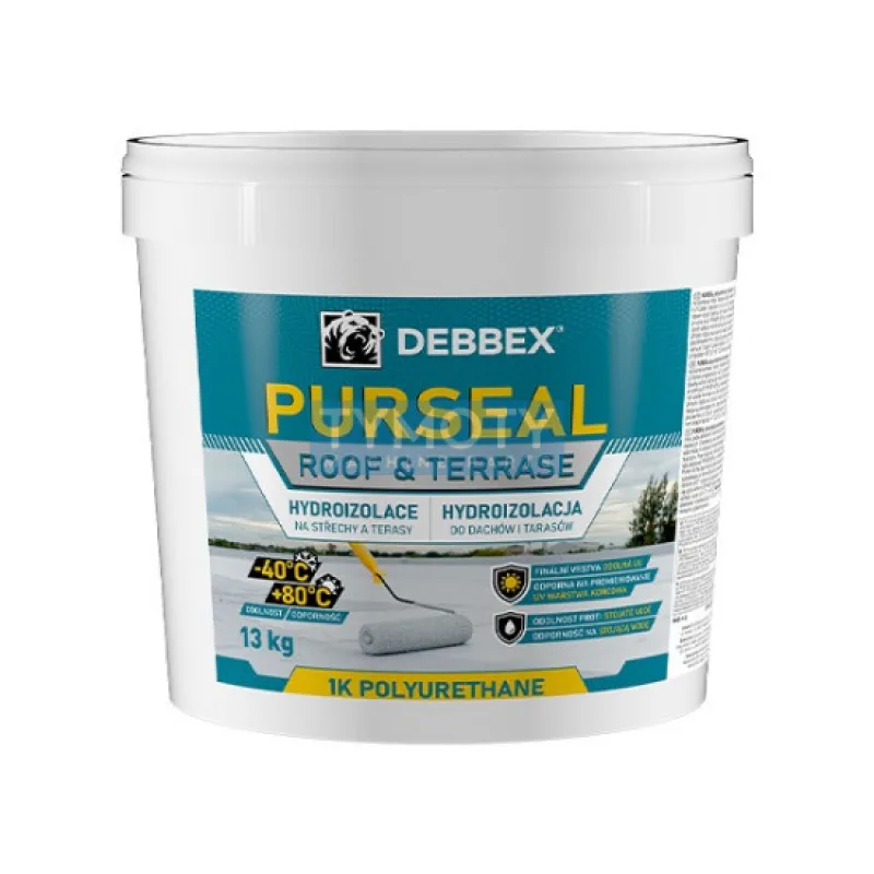 Debbex Hydroizolácia na strechy a terasy PURSEAL - 13 kg biela, vedro