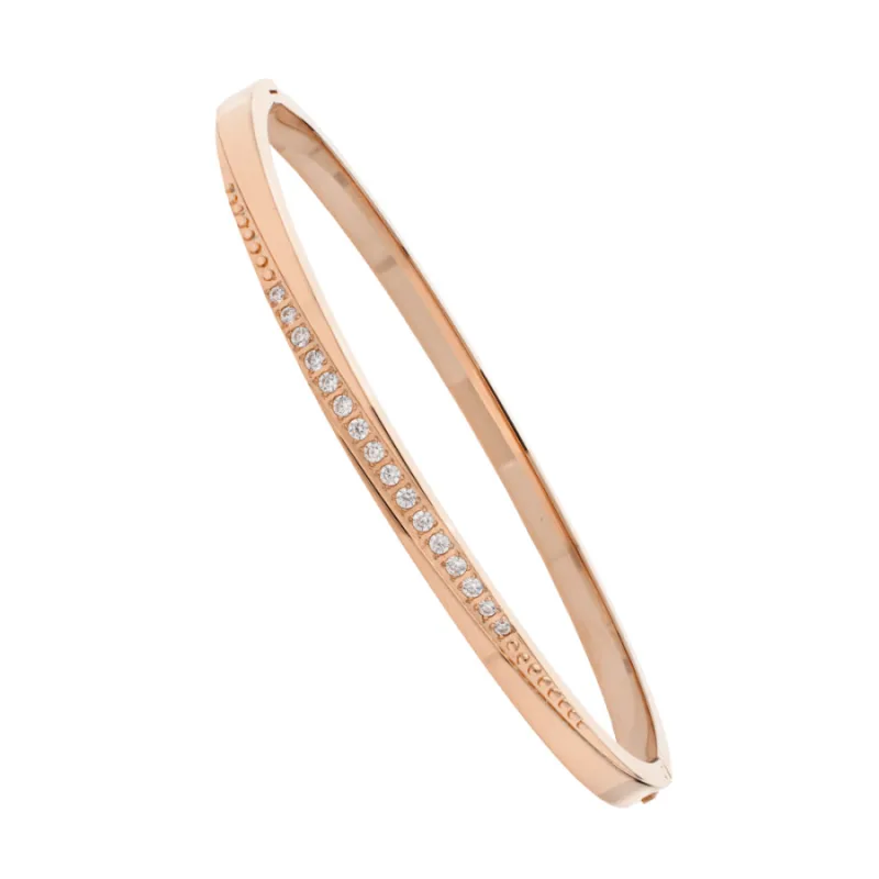 Pevný rose gold náramok z chirurgickej ocele s kameňmi JVD JGB9R