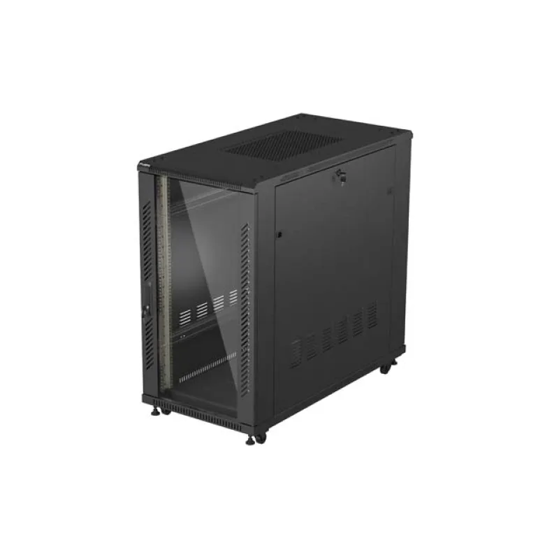 19" VOLNĚ STOJÍCÍ RACKOVÁ SKŘÍŇ 22U 600X1200 ČERNÉ SKLENĚNÉ DVEŘE LANBERG (PLOCHÉ BALENÍ) FF01-6222-12B